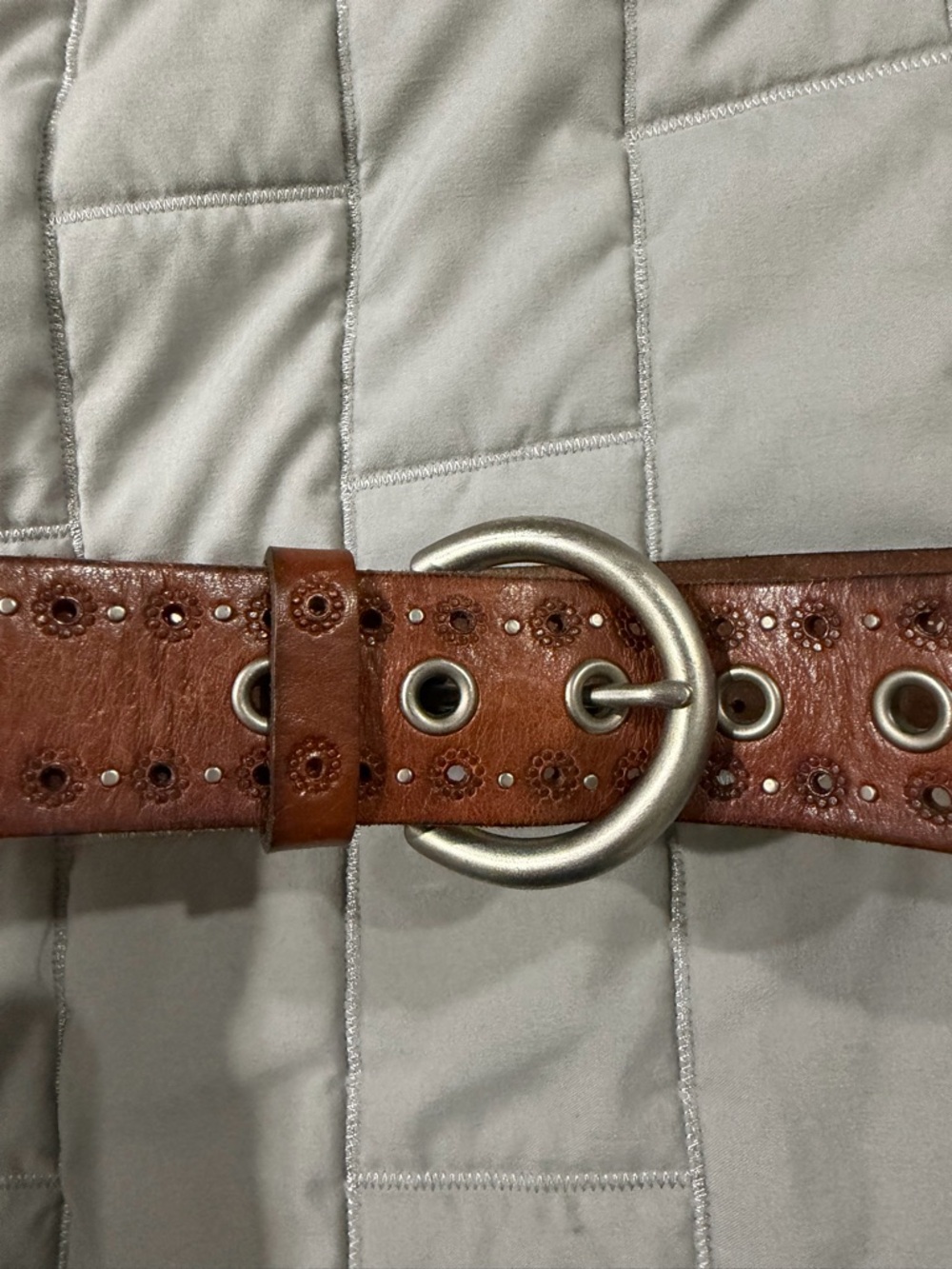 Fossil Brown Leather Belt with Silver Buckle